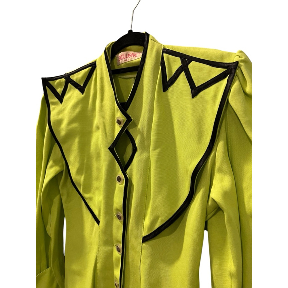 Vintage 80's Exclusive Paris Retro New Wave Button Down Shirt Size Small Green - Picture 7 of 12